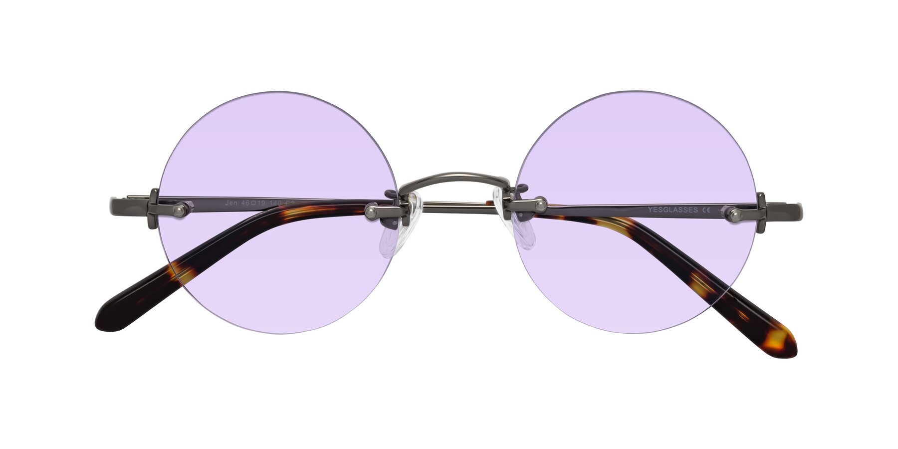 Folded Front of Jen in Gunmetal with Light Purple Tinted Lenses