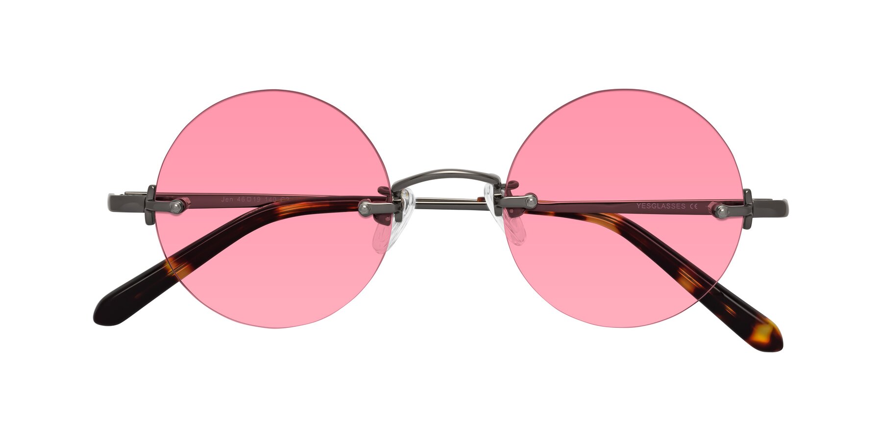 Folded Front of Jen in Gunmetal with Pink Tinted Lenses