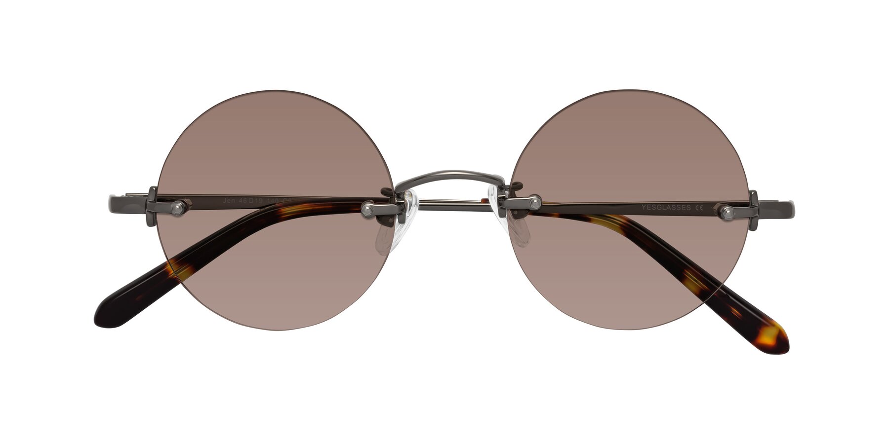 Folded Front of Jen in Gunmetal with Medium Brown Tinted Lenses