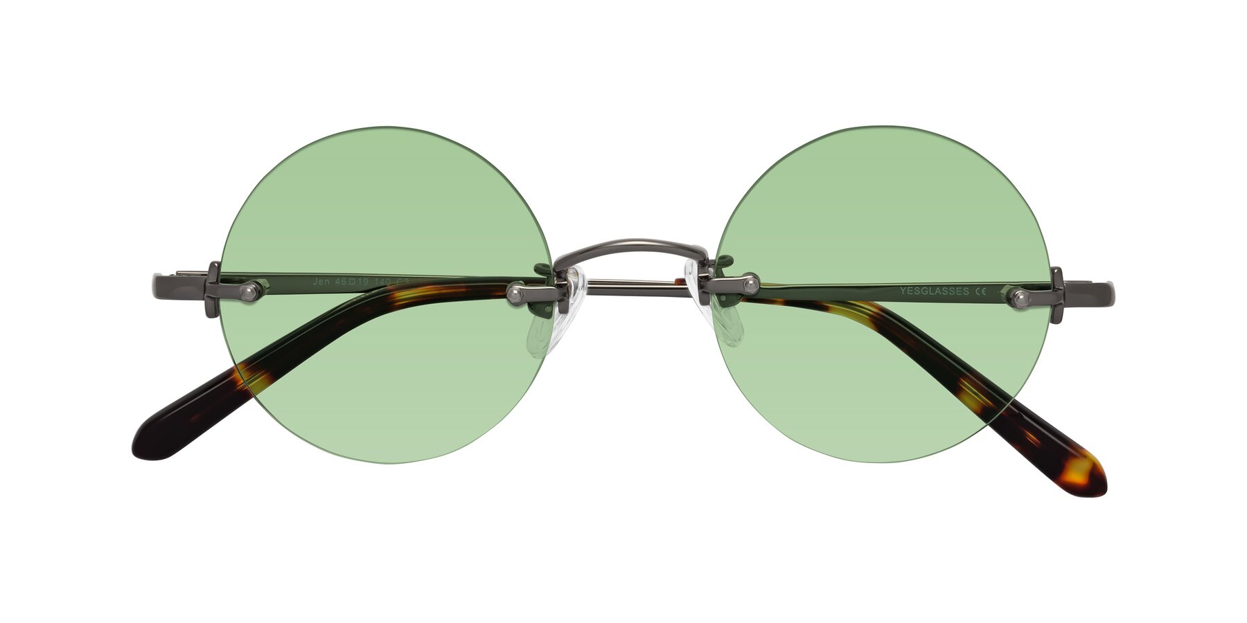 Folded Front of Jen in Gunmetal with Medium Green Tinted Lenses