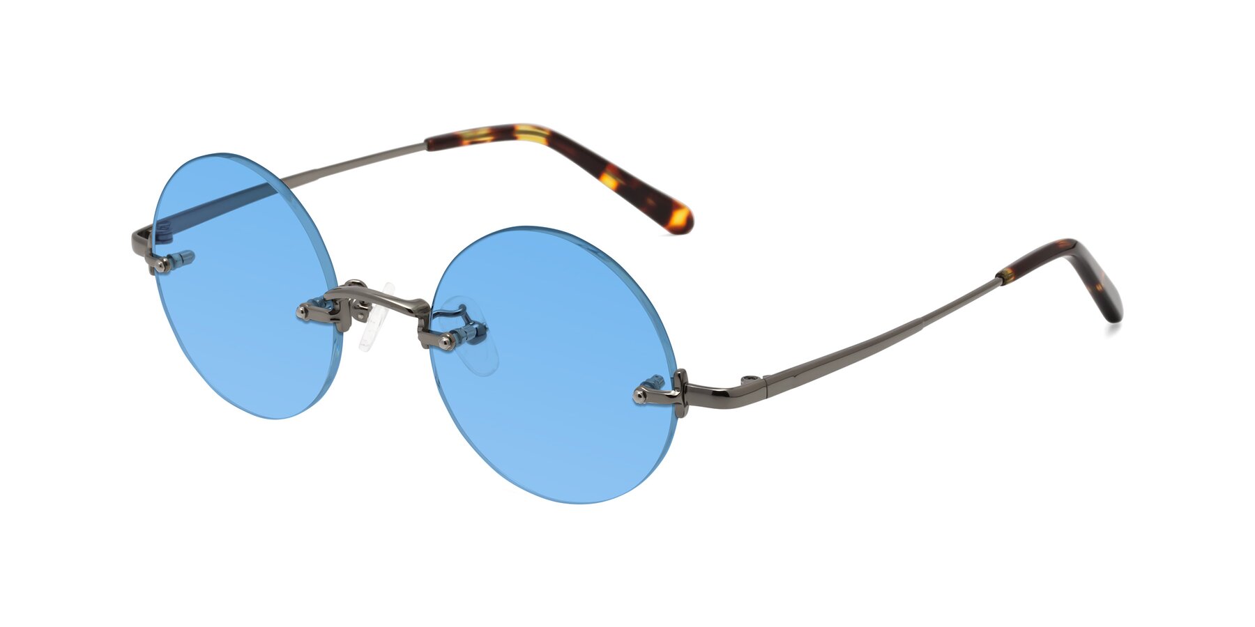 Angle of Jen in Gunmetal with Medium Blue Tinted Lenses