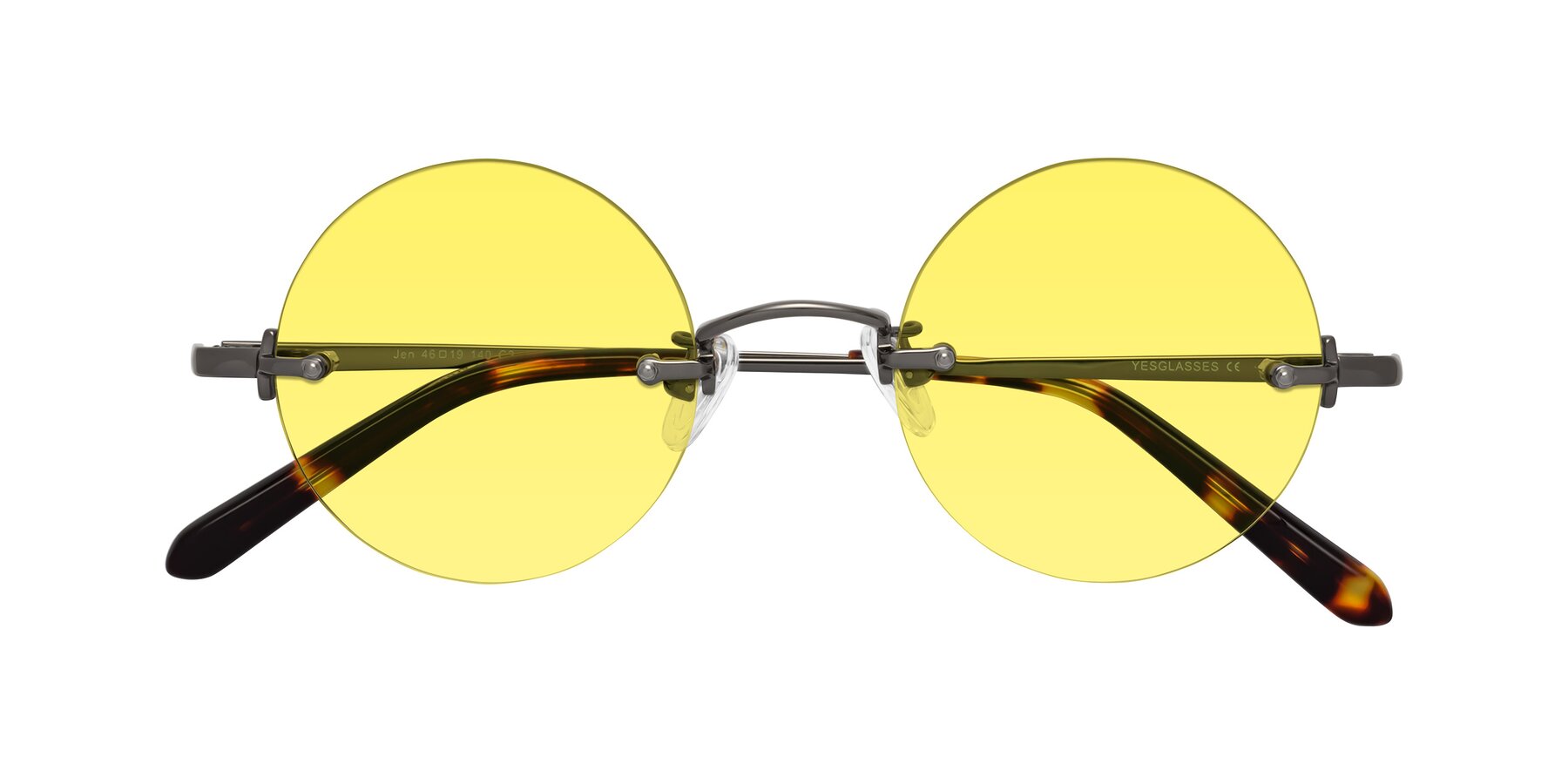 Folded Front of Jen in Gunmetal with Medium Yellow Tinted Lenses