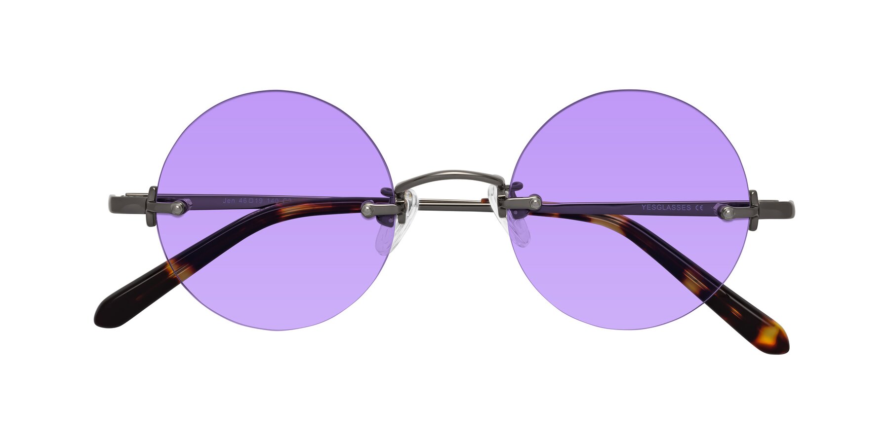 Folded Front of Jen in Gunmetal with Medium Purple Tinted Lenses