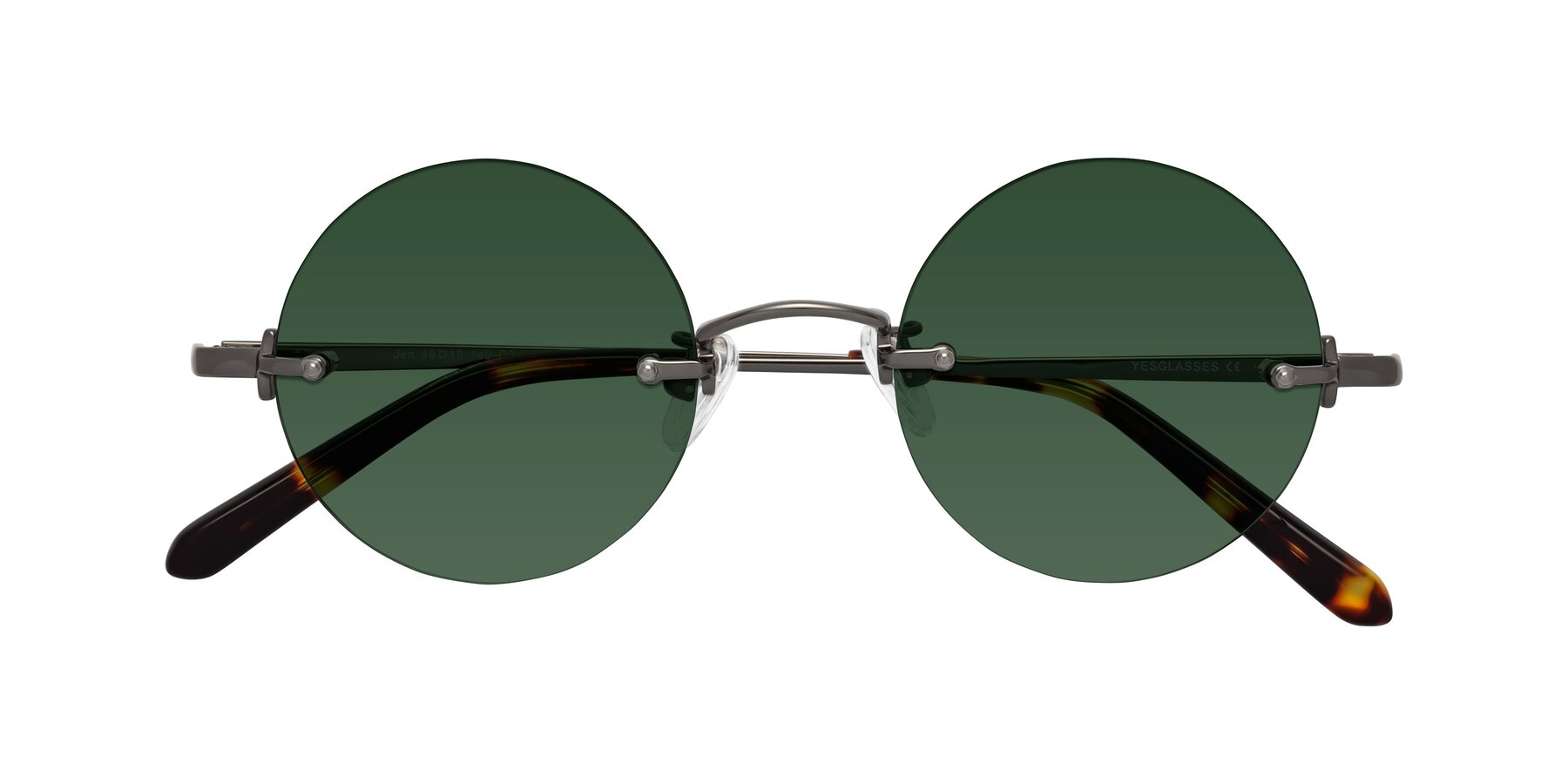 Folded Front of Jen in Gunmetal with Green Tinted Lenses