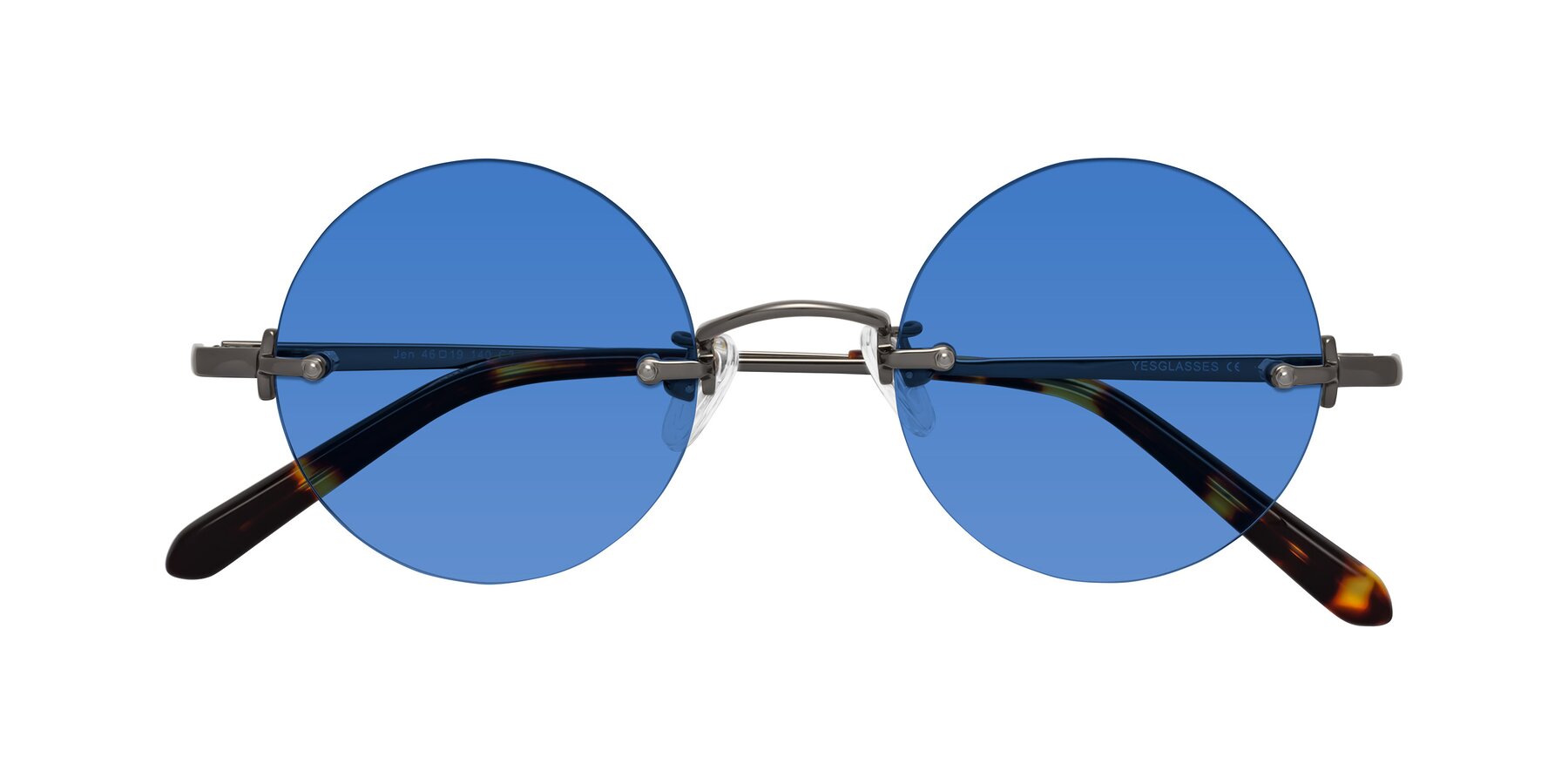 Folded Front of Jen in Gunmetal with Blue Tinted Lenses