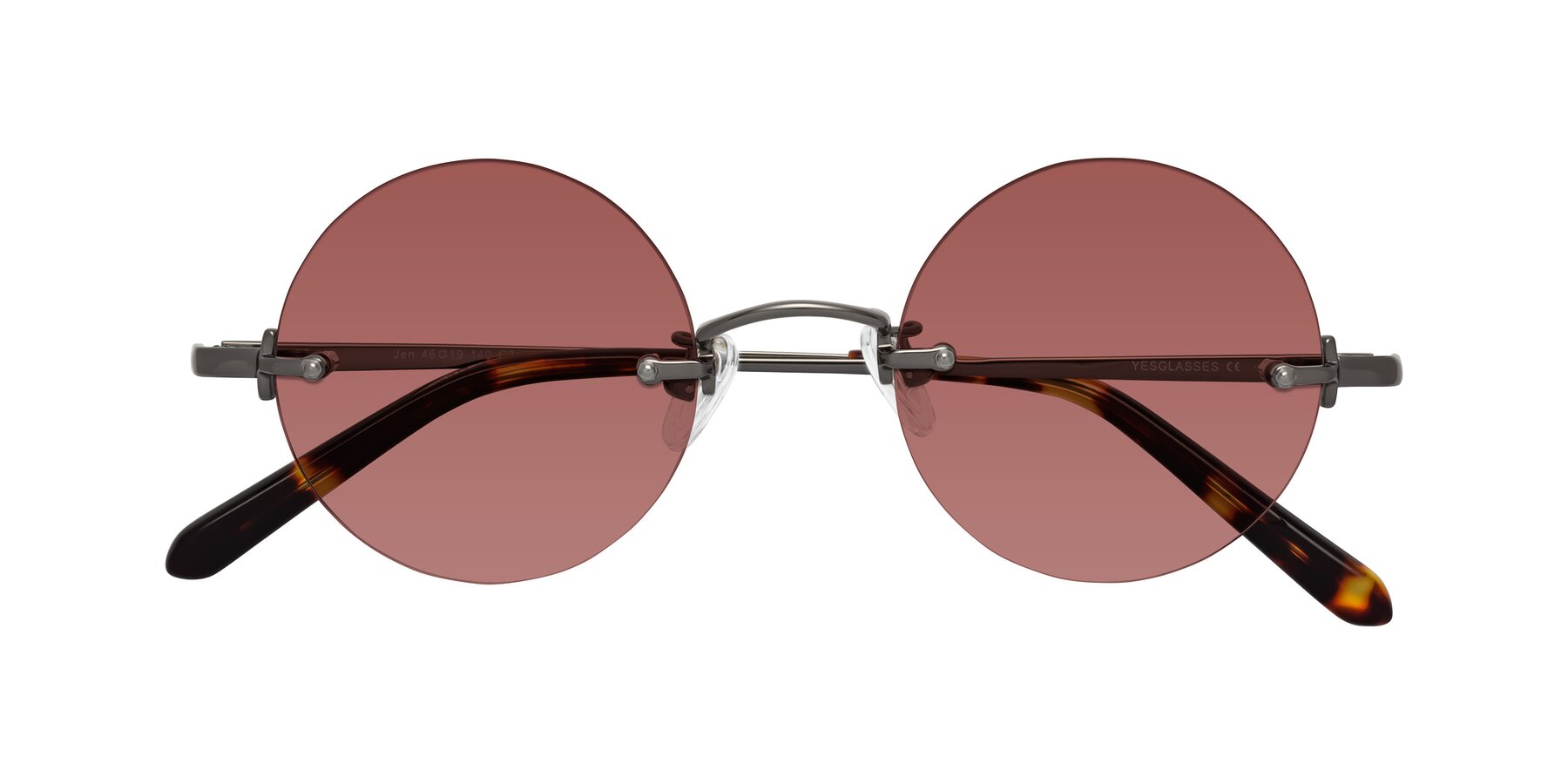 Folded Front of Jen in Gunmetal with Garnet Tinted Lenses