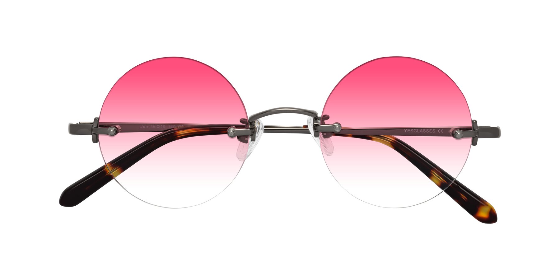 Folded Front of Jen in Gunmetal with Pink Gradient Lenses