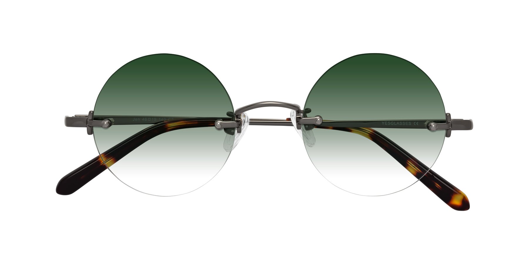 Folded Front of Jen in Gunmetal with Green Gradient Lenses