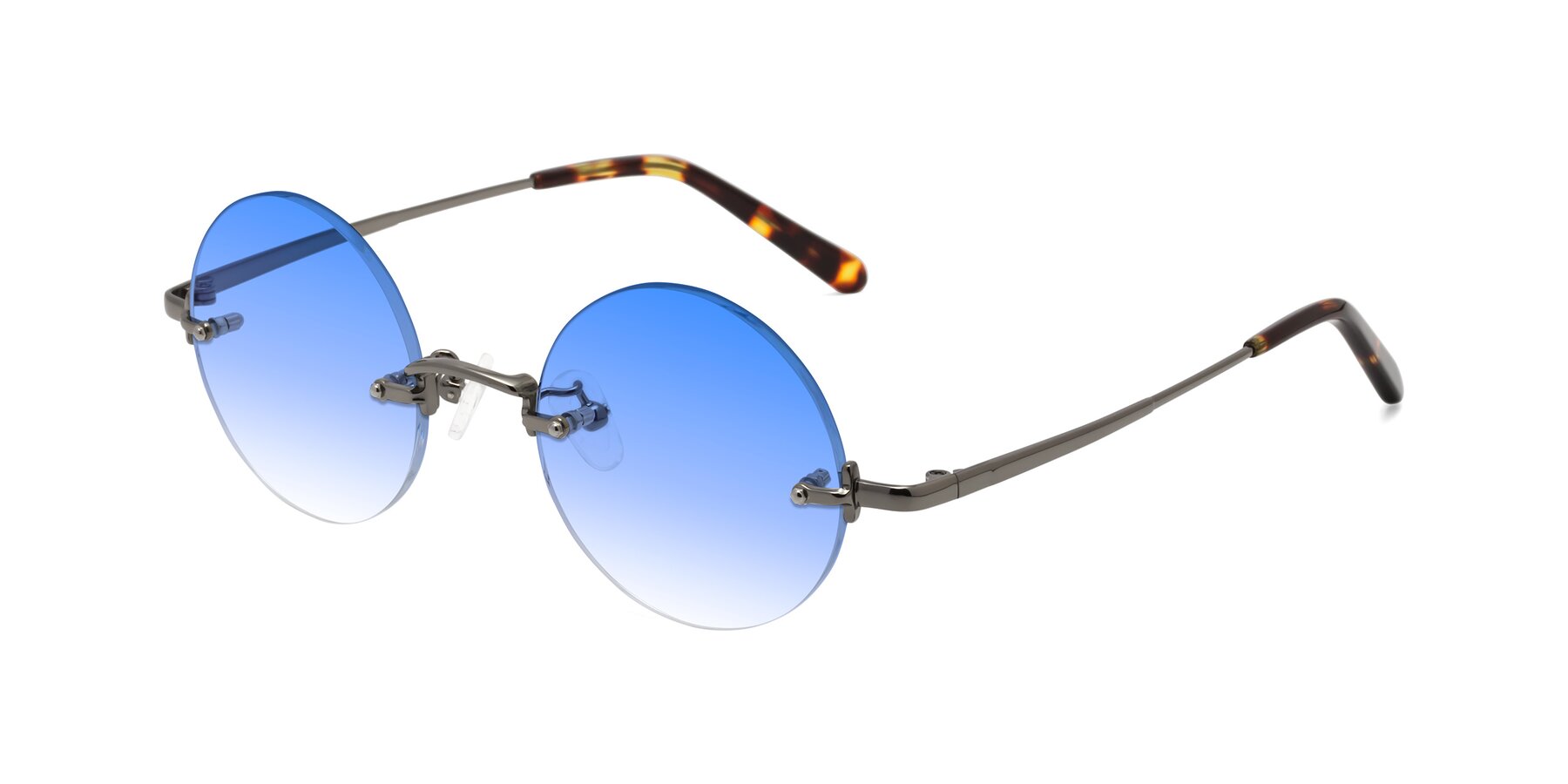 Angle of Jen in Gunmetal with Blue Gradient Lenses