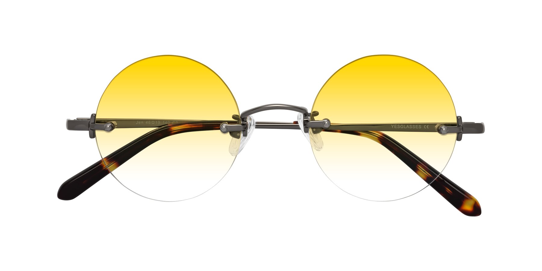 Folded Front of Jen in Gunmetal with Yellow Gradient Lenses