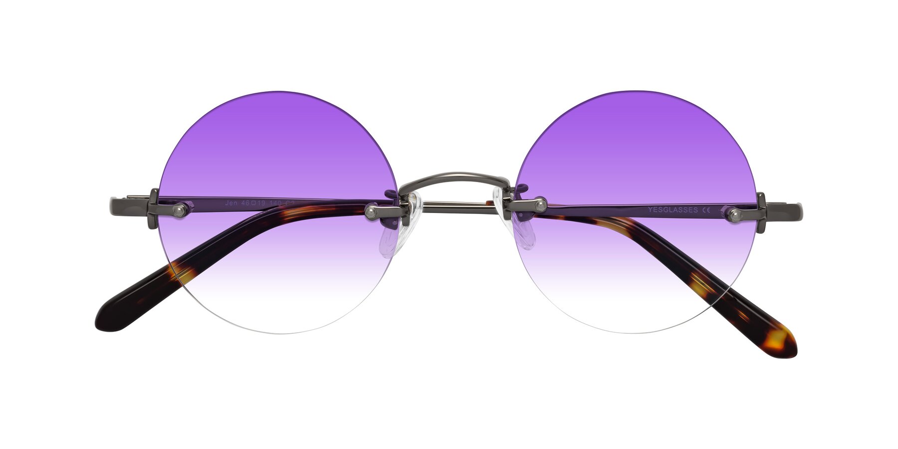 Folded Front of Jen in Gunmetal with Purple Gradient Lenses