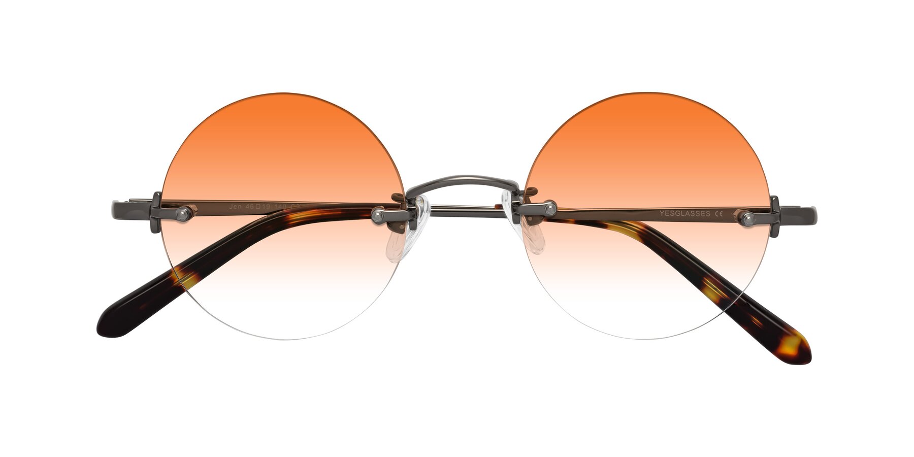 Folded Front of Jen in Gunmetal with Orange Gradient Lenses