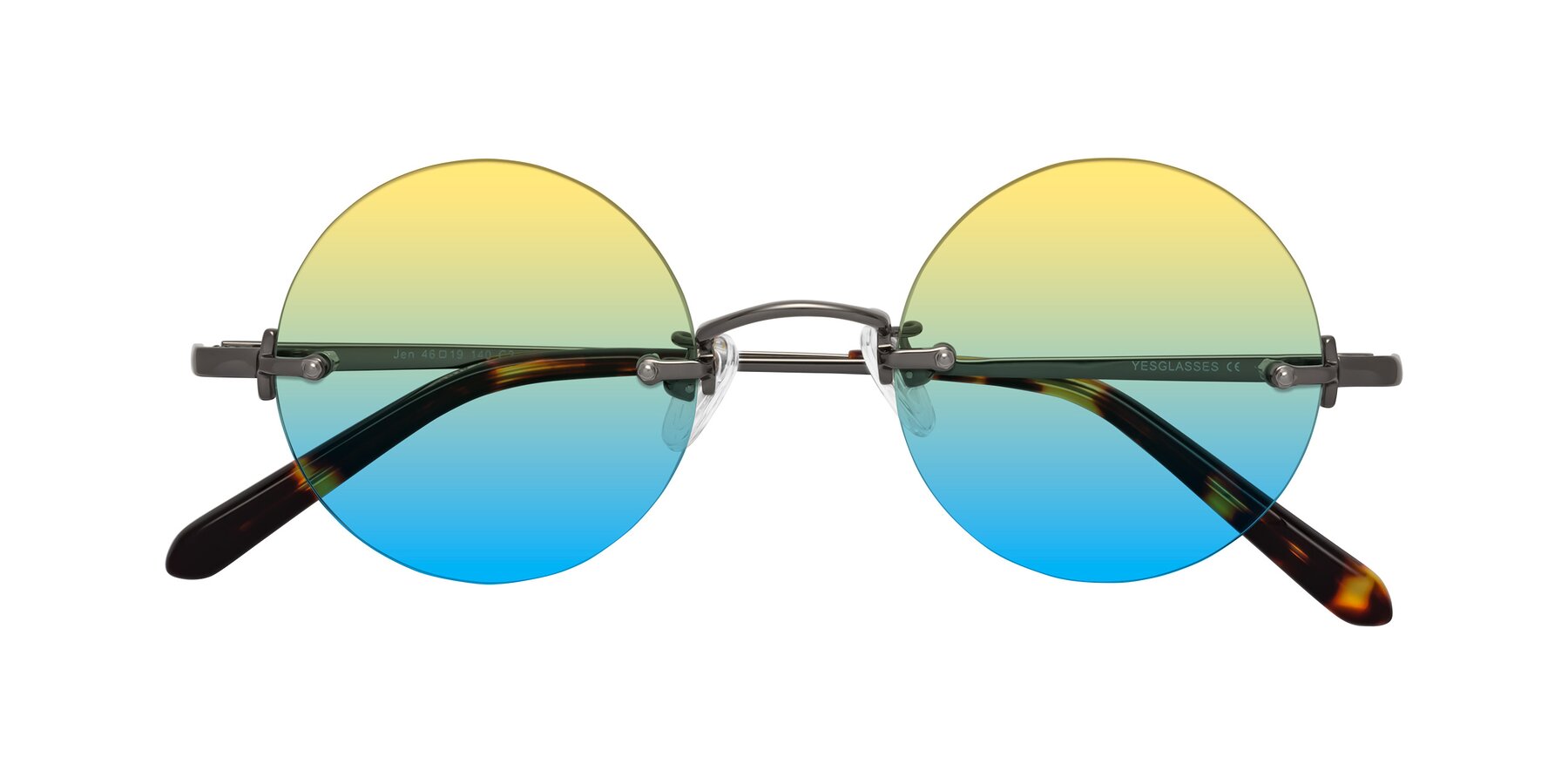 Folded Front of Jen in Gunmetal with Yellow / Blue Gradient Lenses