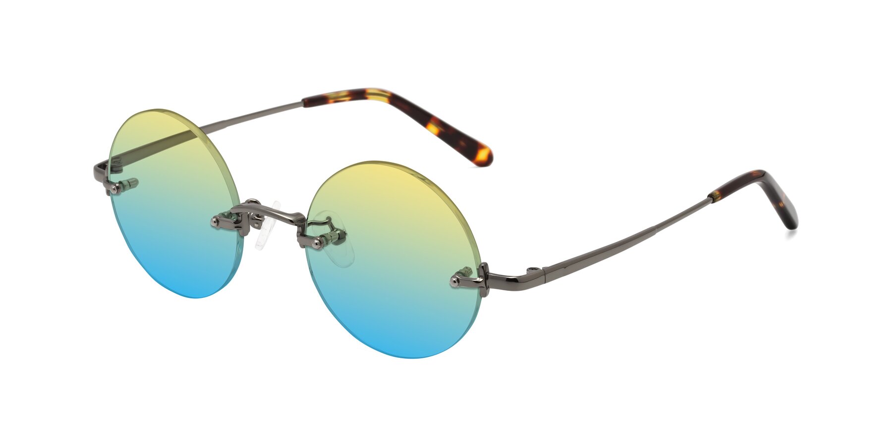 Angle of Jen in Gunmetal with Yellow / Blue Gradient Lenses