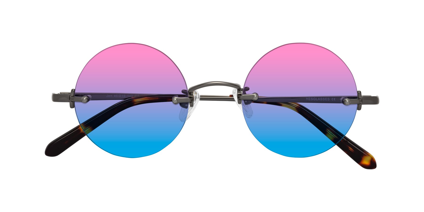 Folded Front of Jen in Gunmetal with Pink / Blue Gradient Lenses