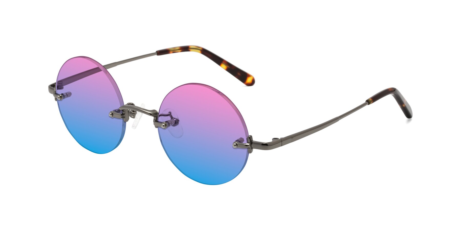 Angle of Jen in Gunmetal with Pink / Blue Gradient Lenses