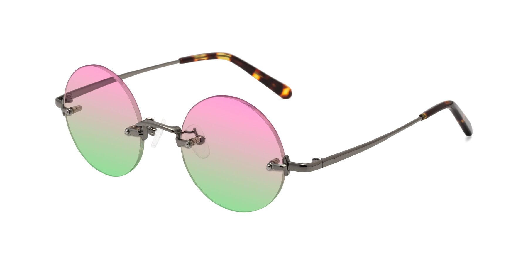 Angle of Jen in Gunmetal with Pink / Green Gradient Lenses