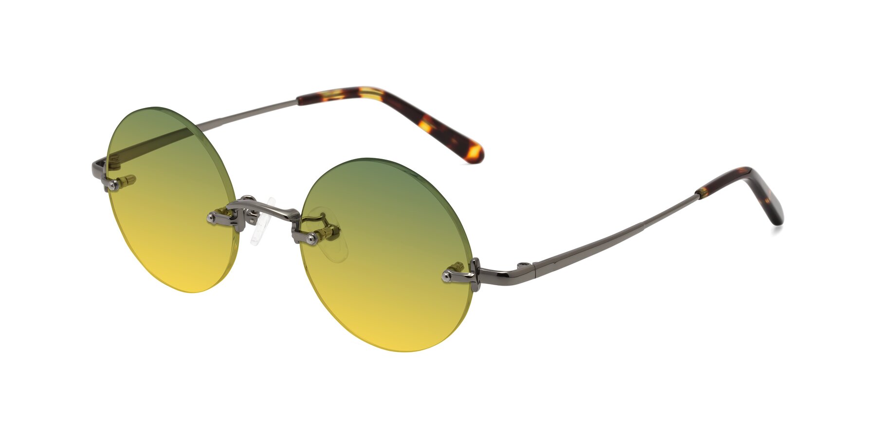 Angle of Jen in Gunmetal with Green / Yellow Gradient Lenses