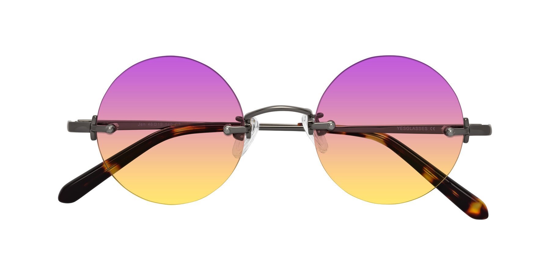 Folded Front of Jen in Gunmetal with Purple / Yellow Gradient Lenses