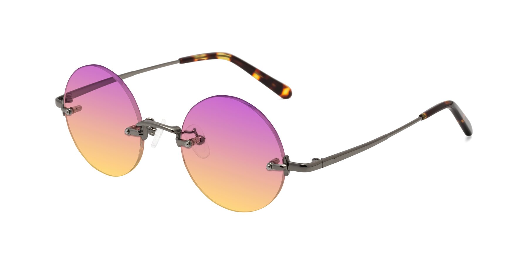 Angle of Jen in Gunmetal with Purple / Yellow Gradient Lenses