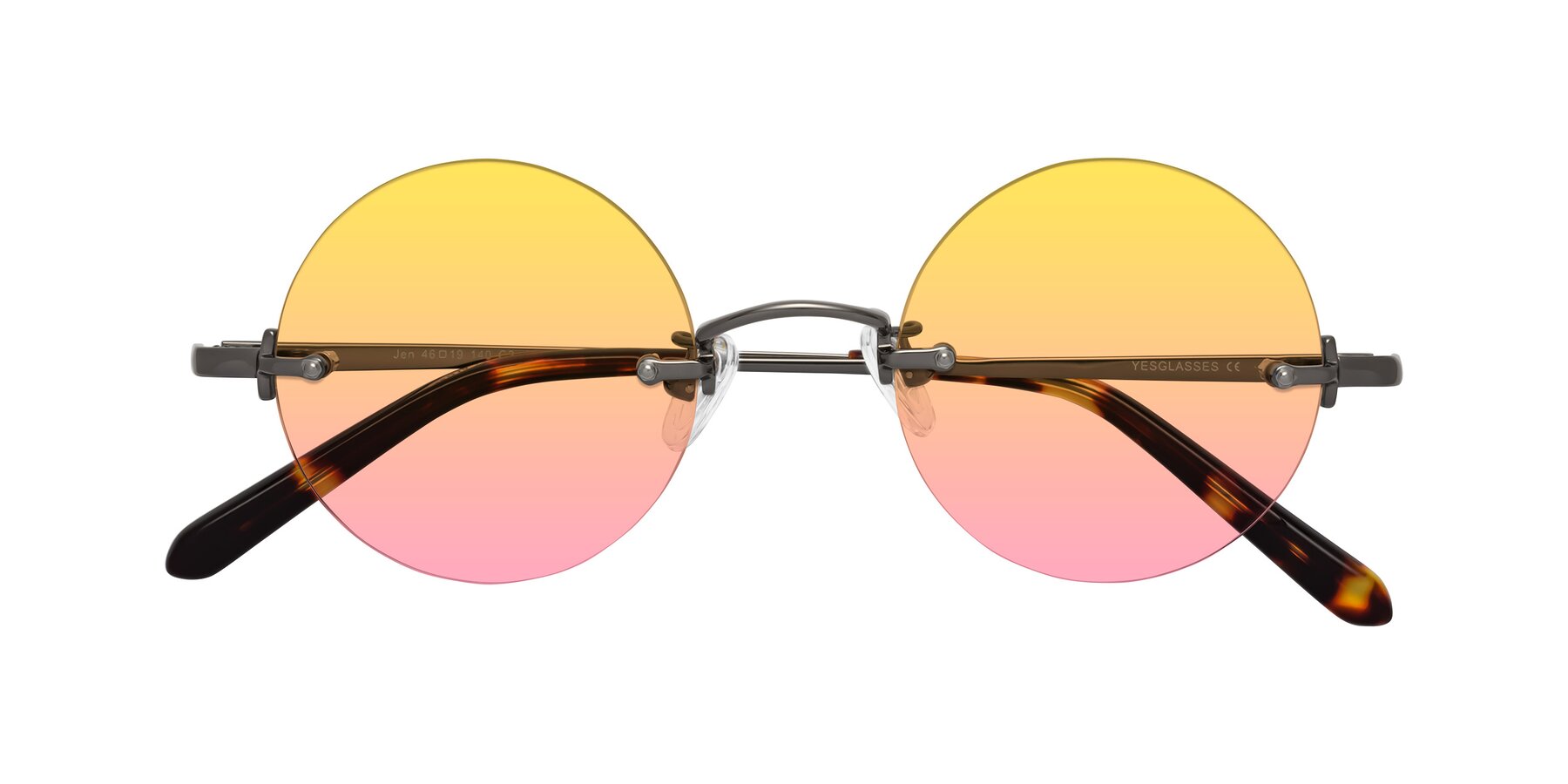 Folded Front of Jen in Gunmetal with Yellow / Pink Gradient Lenses