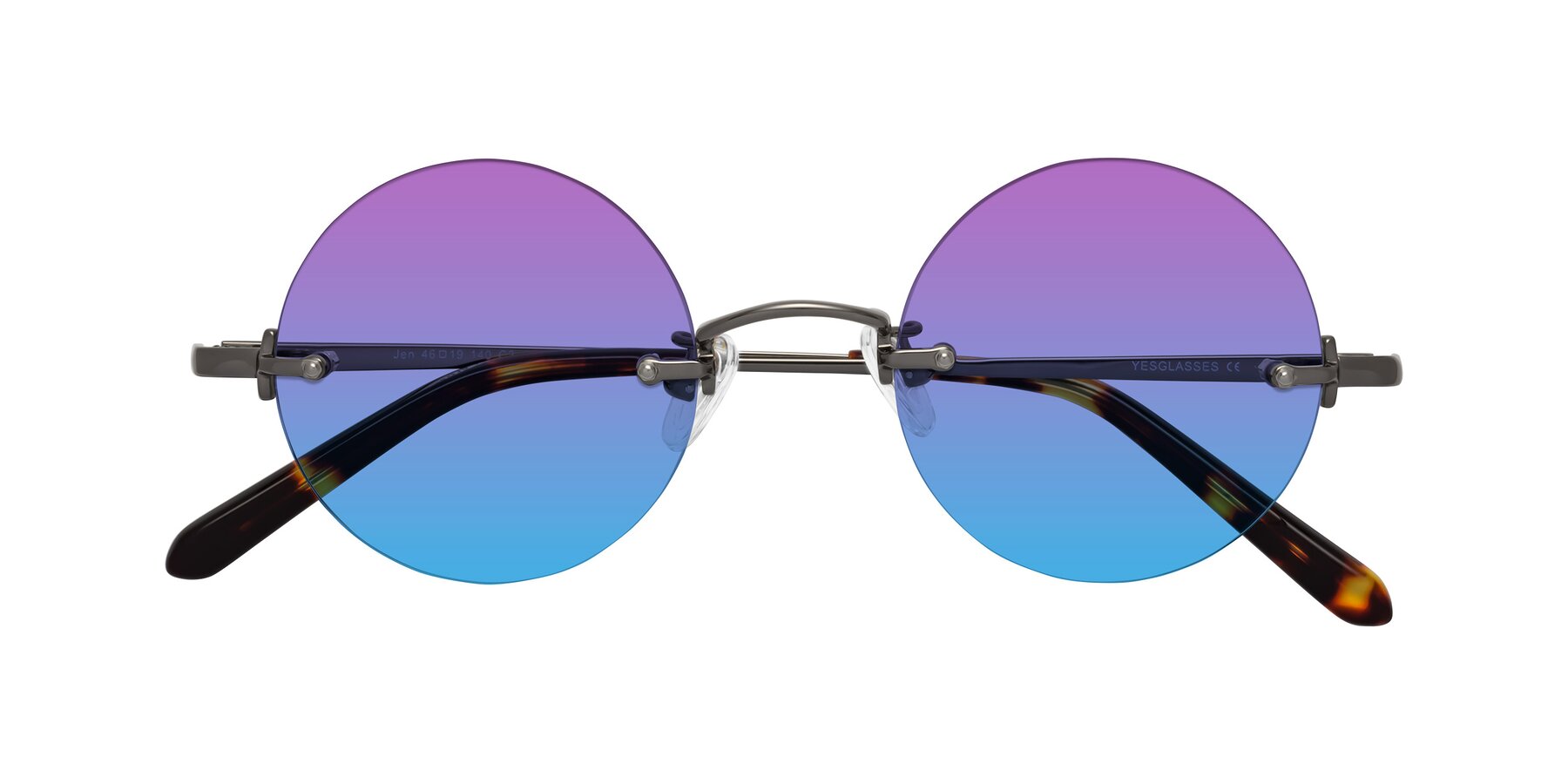 Folded Front of Jen in Gunmetal with Purple / Blue Gradient Lenses