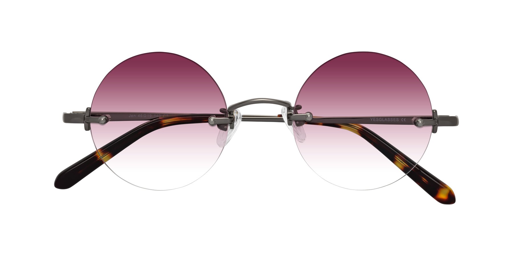 Folded Front of Jen in Gunmetal with Wine Gradient Lenses