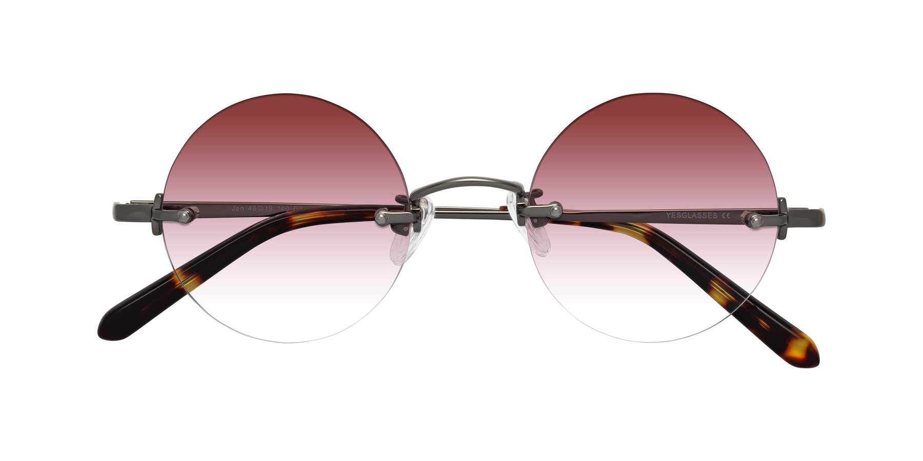 Folded Front of Jen in Gunmetal with Garnet Gradient Lenses