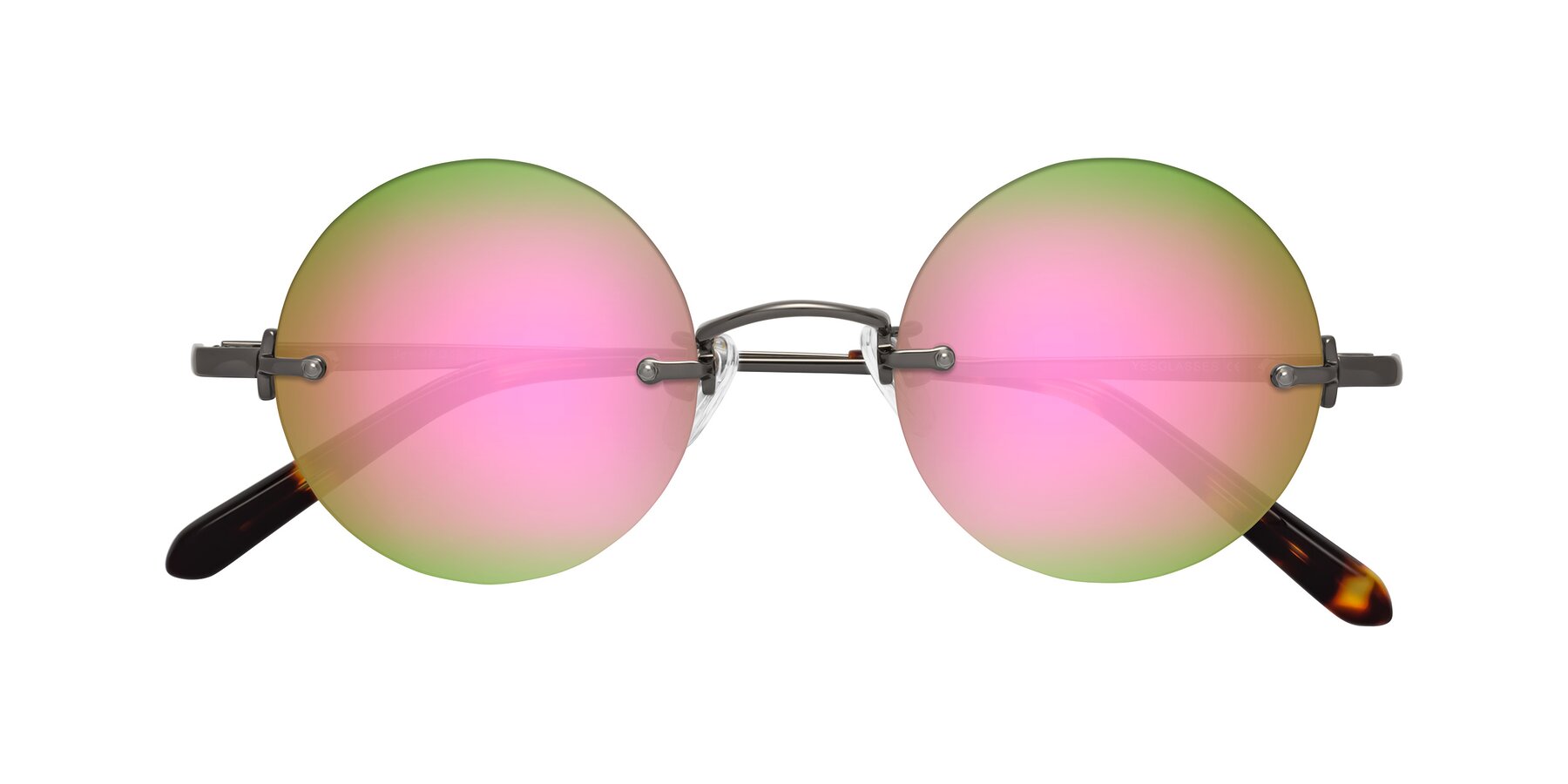 Folded Front of Jen in Gunmetal with Pink Mirrored Lenses