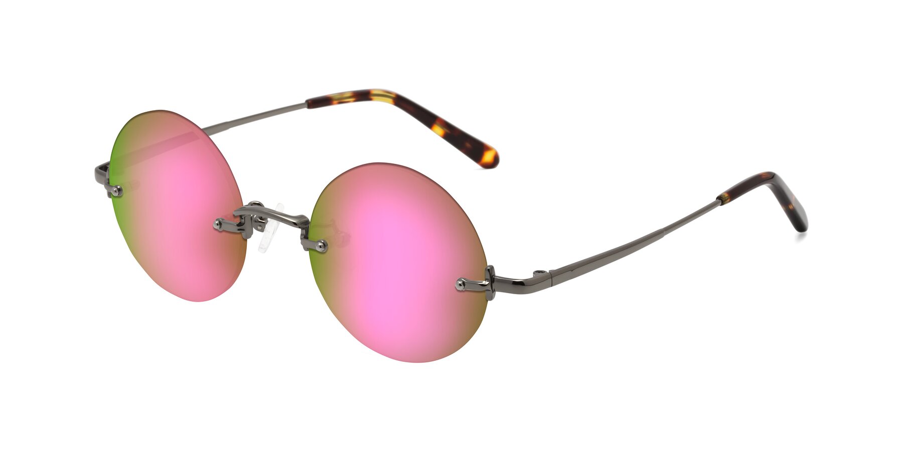 Angle of Jen in Gunmetal with Pink Mirrored Lenses