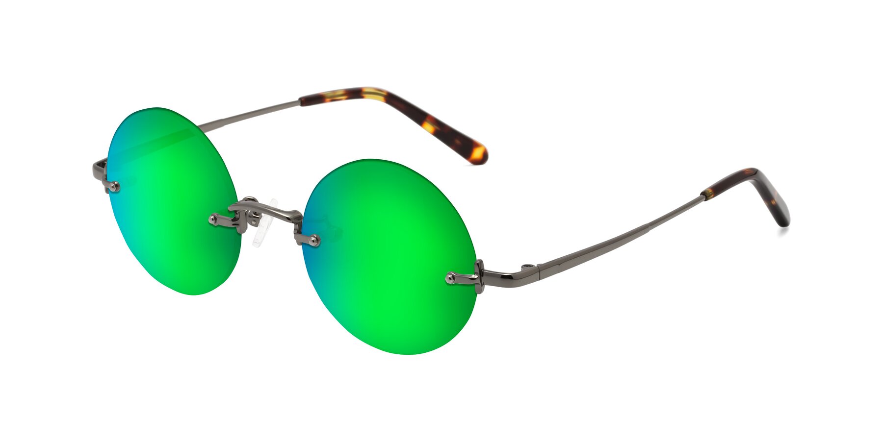 Angle of Jen in Gunmetal with Green Mirrored Lenses