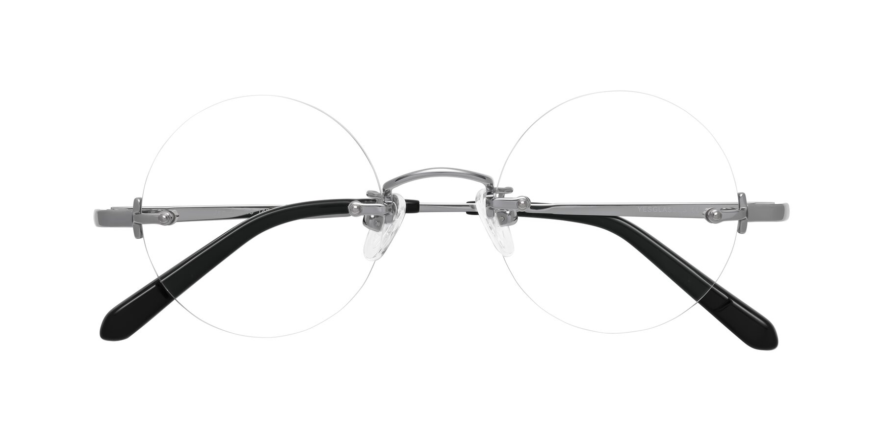 Folded Front of Jen in Silver with Clear Eyeglass Lenses