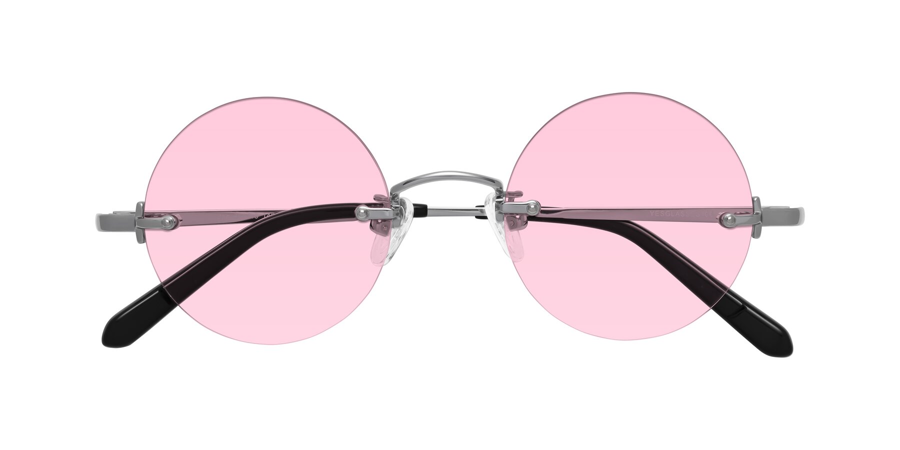 Folded Front of Jen in Silver with Light Pink Tinted Lenses