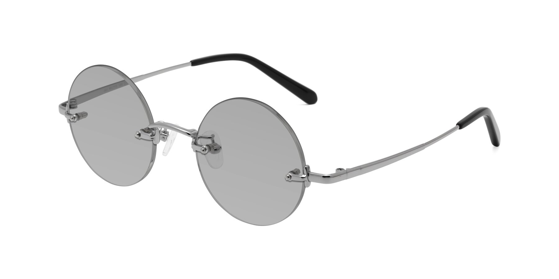 Angle of Jen in Silver with Light Gray Tinted Lenses