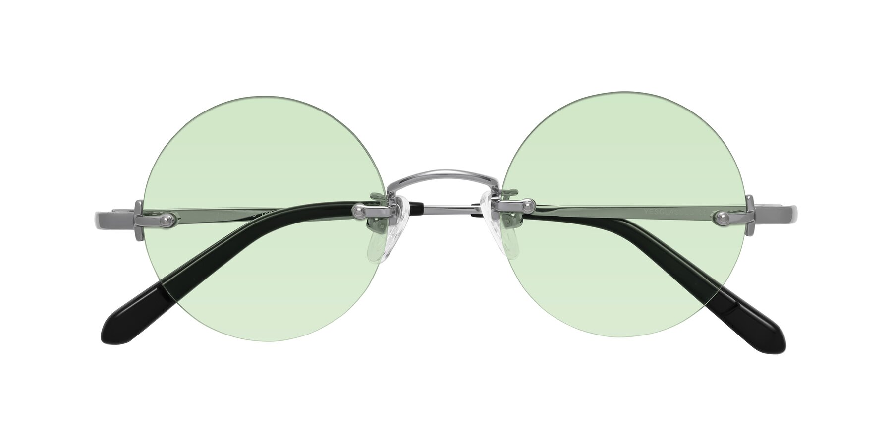 Folded Front of Jen in Silver with Light Green Tinted Lenses