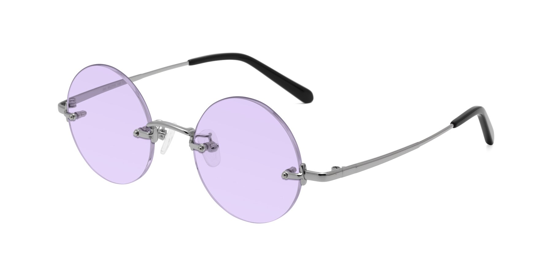 Angle of Jen in Silver with Light Purple Tinted Lenses