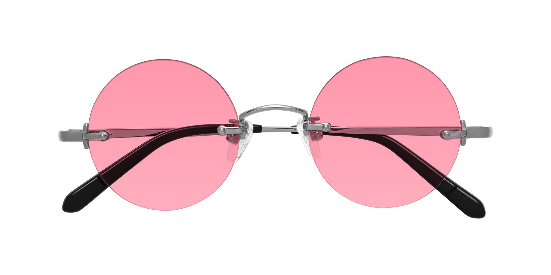 Folded Front of Jen in Silver with Pink Tinted Lenses