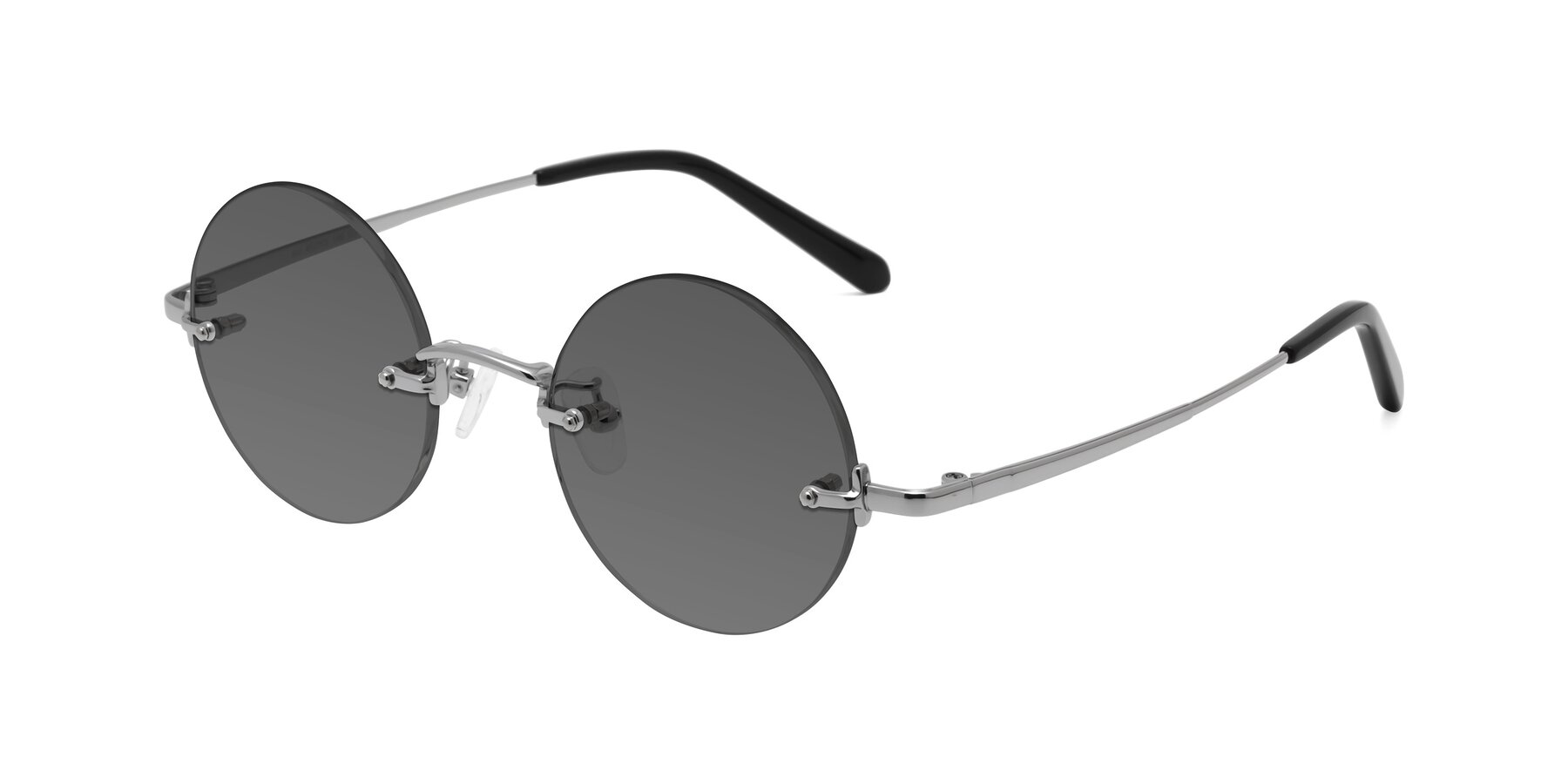 Angle of Jen in Silver with Medium Gray Tinted Lenses