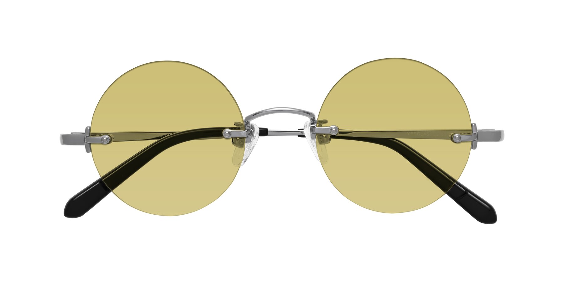 Folded Front of Jen in Silver with Medium Champagne Tinted Lenses