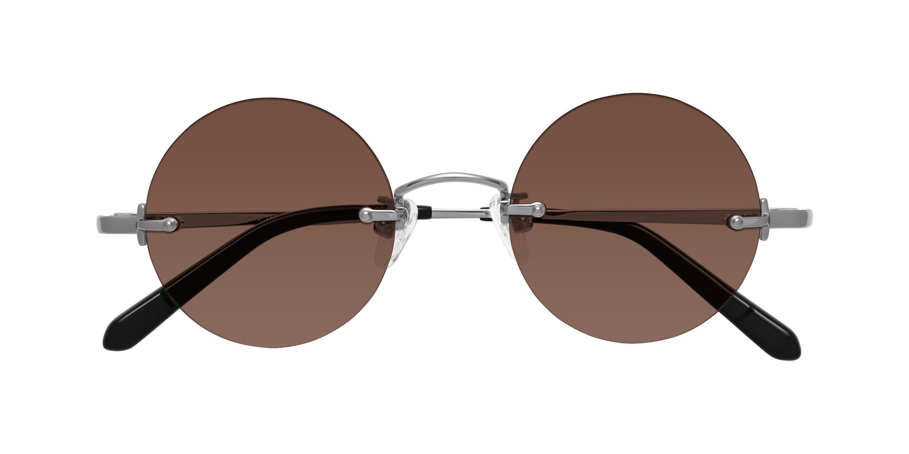 Folded Front of Jen in Silver with Brown Tinted Lenses