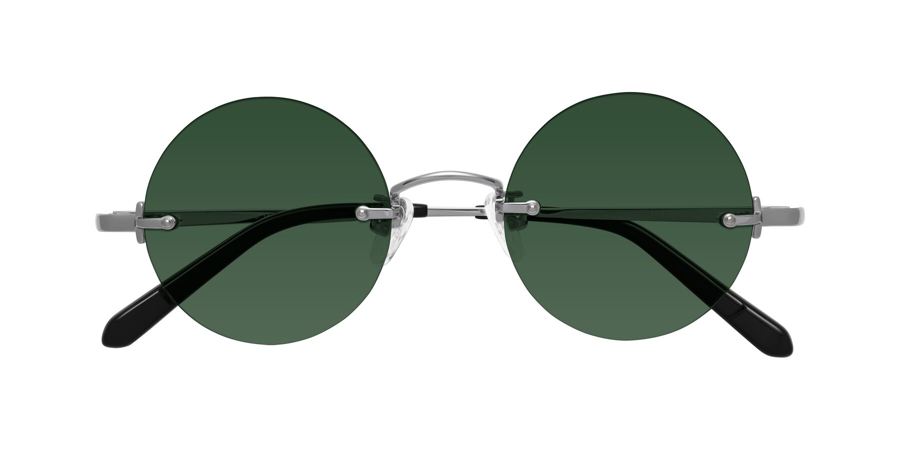 Folded Front of Jen in Silver with Green Tinted Lenses