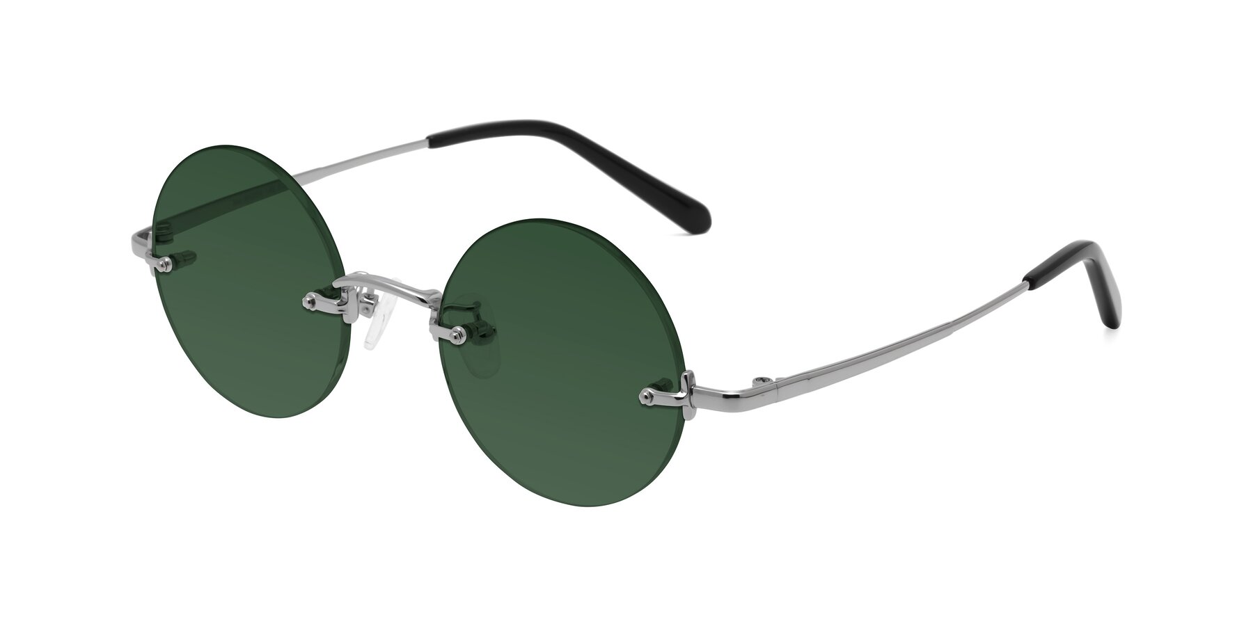 Angle of Jen in Silver with Green Tinted Lenses