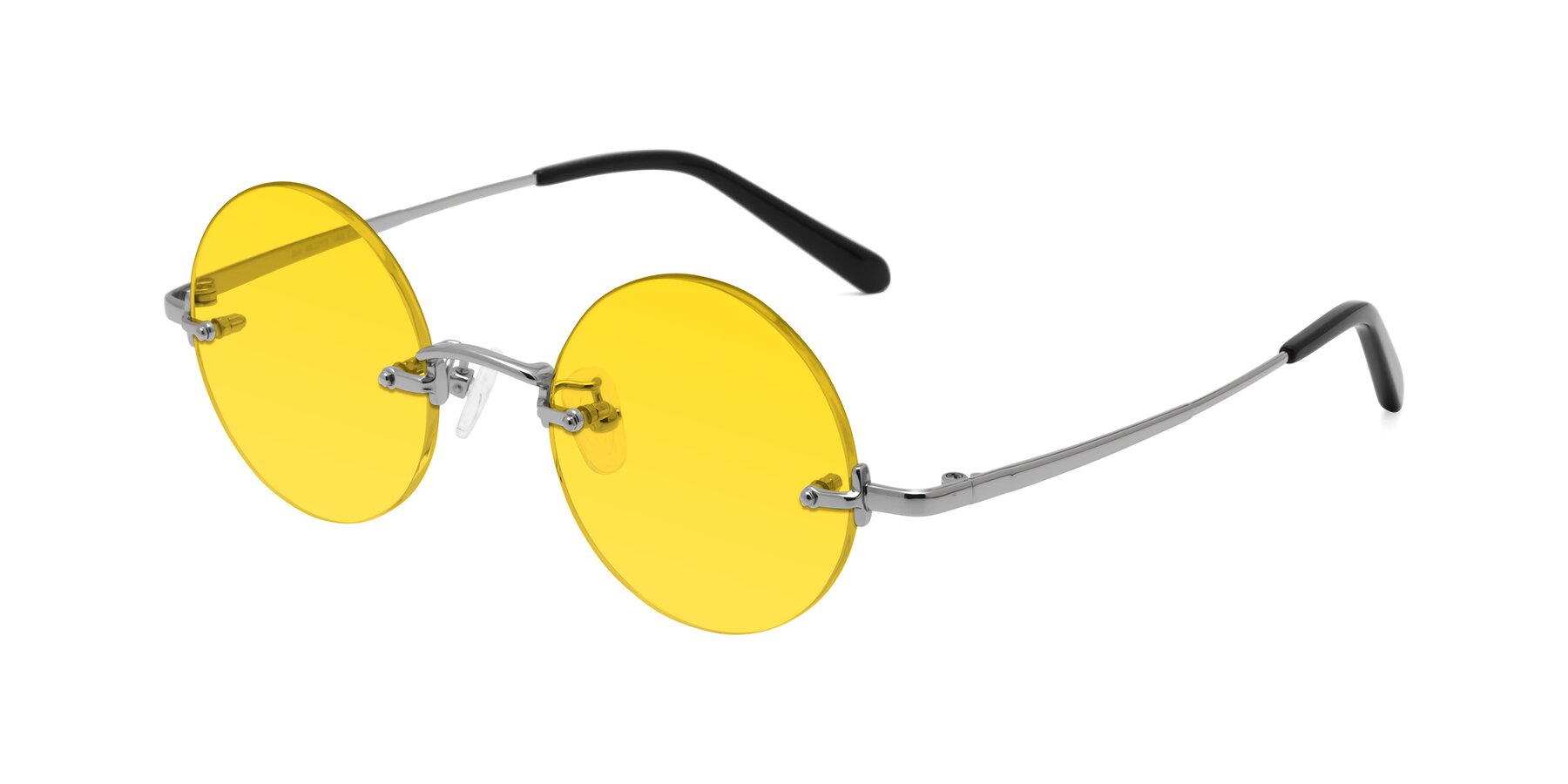 Angle of Jen in Silver with Yellow Tinted Lenses