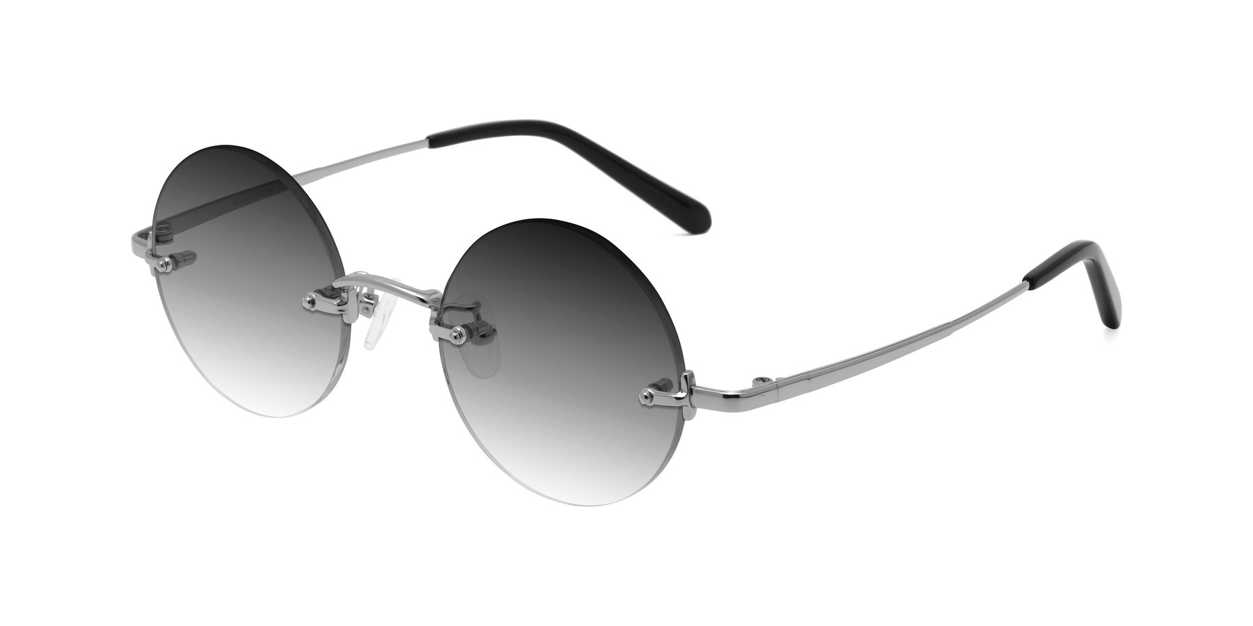 Angle of Jen in Silver with Gray Gradient Lenses