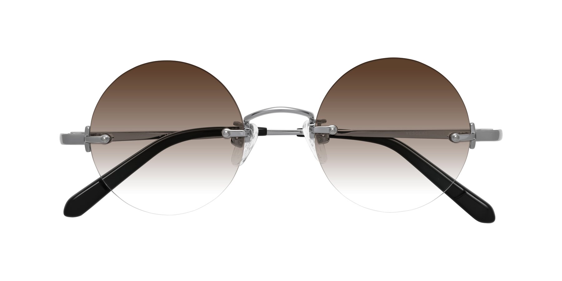 Folded Front of Jen in Silver with Brown Gradient Lenses