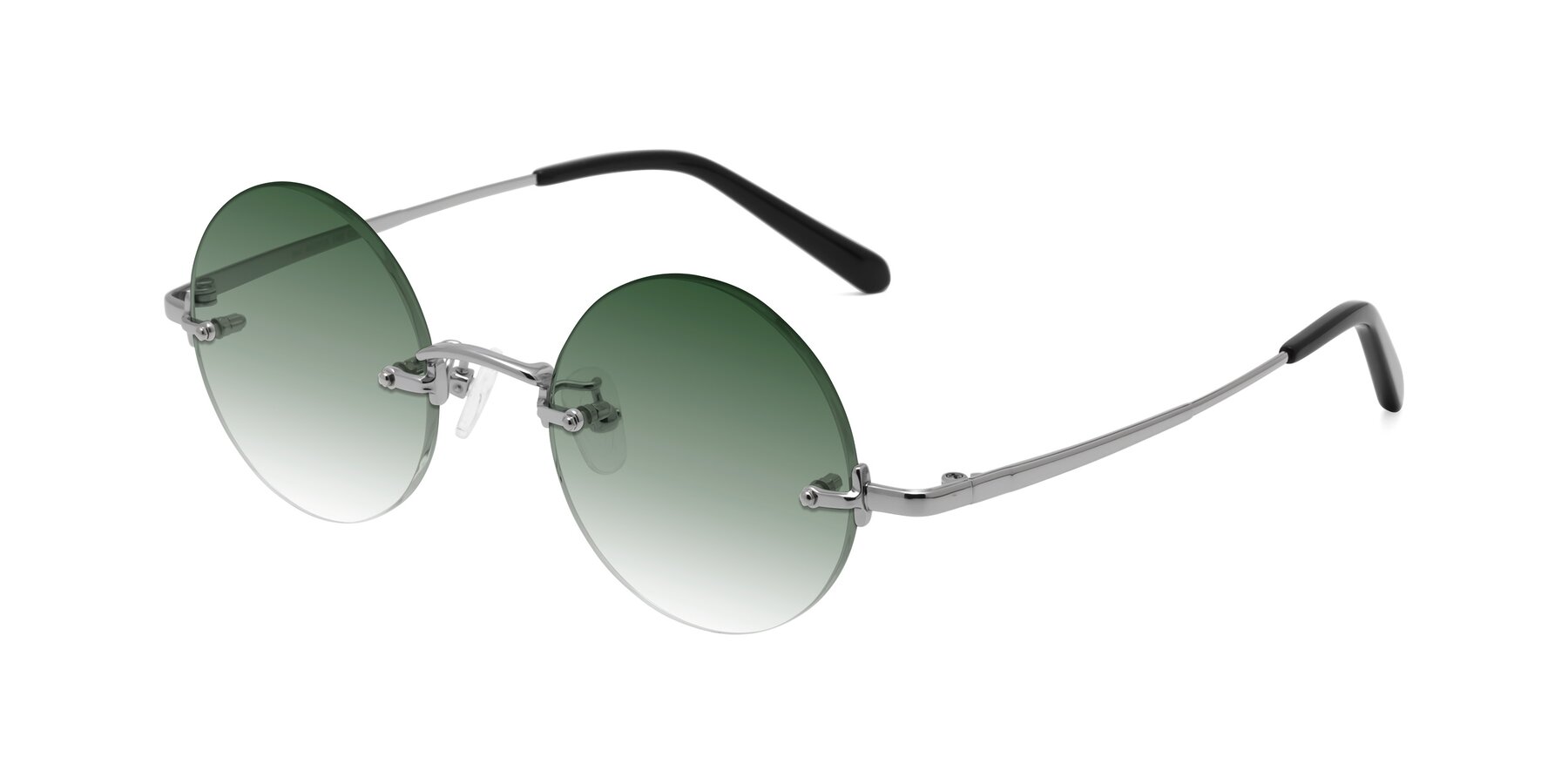 Angle of Jen in Silver with Green Gradient Lenses