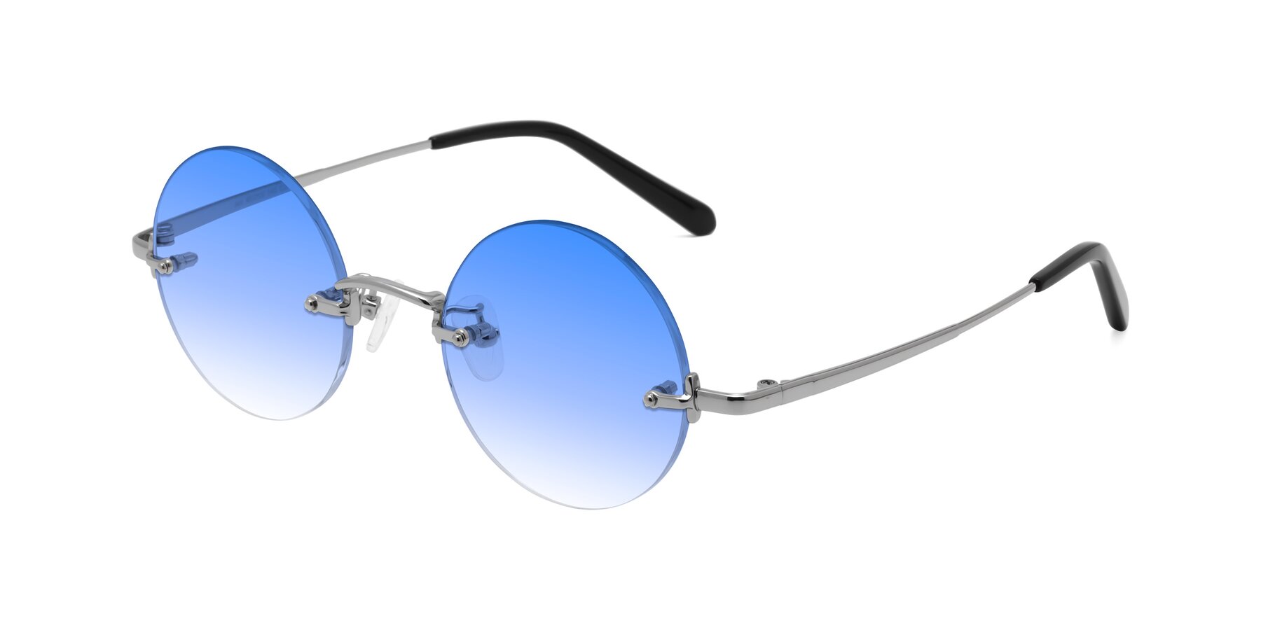 Angle of Jen in Silver with Blue Gradient Lenses