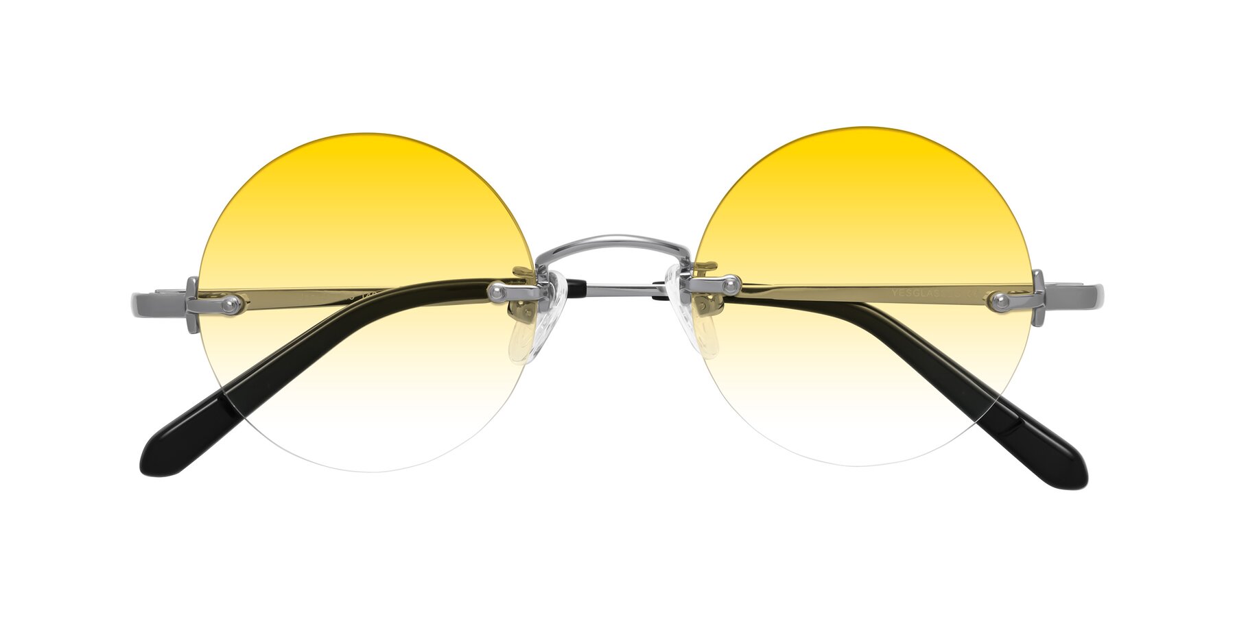 Folded Front of Jen in Silver with Yellow Gradient Lenses