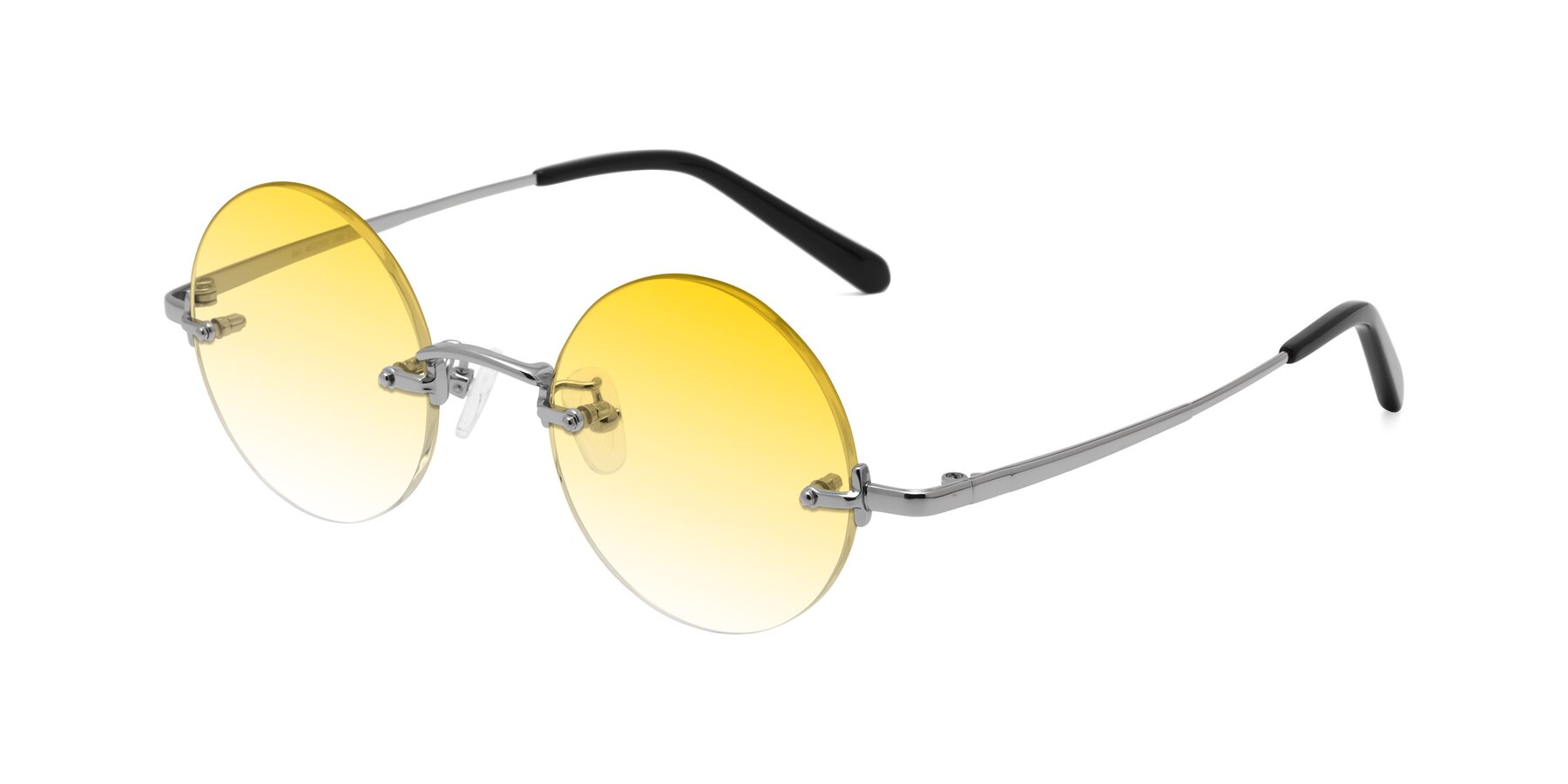 Angle of Jen in Silver with Yellow Gradient Lenses