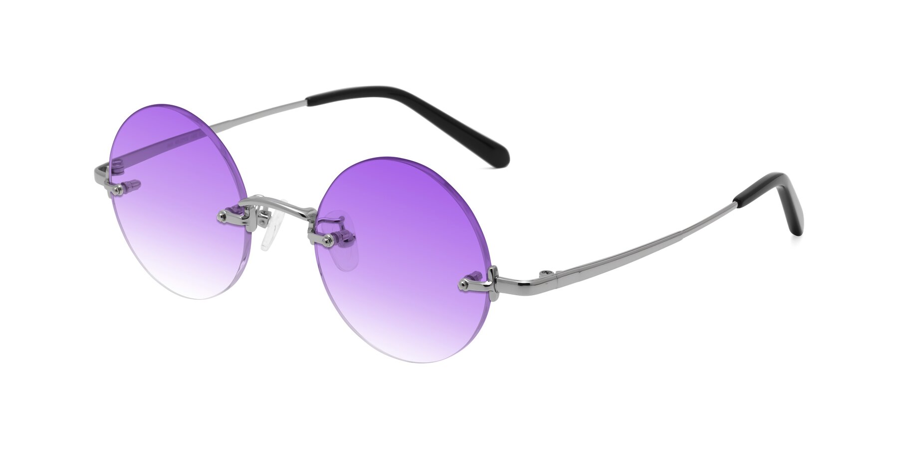 Angle of Jen in Silver with Purple Gradient Lenses